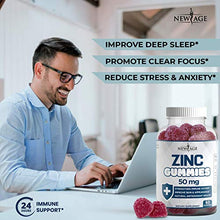 Load image into Gallery viewer, Zinc Gummies - 2 Pack - 50mg High Potency Immune Booster Zinc Supplement, Immune Defense, Powerful Natural Antioxidant, Non-GMO - by New Age, 120 Count
