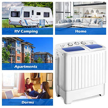 Load image into Gallery viewer, Giantex Portable Mini Compact Twin Tub Washing Machine 17.6lbs Washer Spain Spinner Portable Washing Machine, Blue+ White