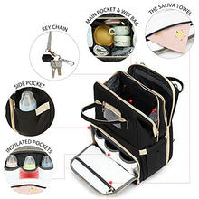 Load image into Gallery viewer, Letyet Baby Diaper Bag Backpack with Folding Changing Station,Portable Mommy Bag with Stroller Straps for Travel,Large Capacity,Waterproof and Stylish,Newborn's Outdoor Rigid Needs(Black)