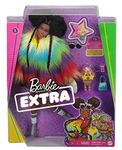 Load image into Gallery viewer, Barbie Extra Doll #1 in Furry Rainbow Coat with Pet Poodle, Brunette Afro-Puffs with Braids, Including ‘Shine Bright’ Sunglasses, Multiple Flexible Joints