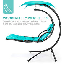 Load image into Gallery viewer, Best Choice Products Hanging Curved Chaise Lounge Chair Swing for Backyard, Patio w/Pillow, Canopy, Stand - Teal
