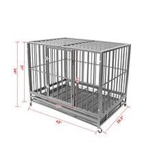 Load image into Gallery viewer, Polar Aurora Pet Dog Cage Heavy Duty Strong Metal Crate Kennel Playpen w/Lockable 4 Wheels&Tray (42, Grey)