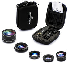 Load image into Gallery viewer, SHUTTERMOON UPGRADED Phone Camera Lens Kit for iPhone 11/Xs/R/X/8/7/6s/Smartphones/Pixel/Samsung/Android Phones Camera. 2xTele Lens Zoom Lens+Fisheye Lens+Super Wide Angle Lens&Macro Lens+CPL (5 in 1)
