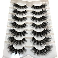 Load image into Gallery viewer, Pooplunch False Eyelashes Cat-Eye Fluffy Faux Mink Lashes 8D Wispy Lashes 7 Pairs Pack Dramatic Long Thick Volume Fake Eye Lash Multipack