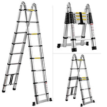 Load image into Gallery viewer, SHZOND 16.5 FT Aluminum Telescopic Extension Ladder 330 LBS Capacity A-Type Telescoping Ladder Multi Purpose Extension Ladder with Spring Loaded Locking (16.5 FT)