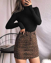 Load image into Gallery viewer, MANGOPOP Women's Mock Turtle Neck Long Sleeve Tops Bodysuit Jumpsuit (A Long Sleeve Black, Medium)