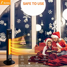 Load image into Gallery viewer, AKIRES Indoor Outdoor Patio Heater,1500W Electric Infrared Heater,34IN Portable Space Radiant Tower Heater with Remote,Waterproof,24H Timer,Large Room Heater for Bedroom Office Garage Backyard Porch