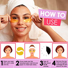 Load image into Gallery viewer, Cedlize Under Eye Collagen Patch, 24K GOLD ANTI-AGING MASK, Pads For Puffy Eyes & Bags, Dark Circles and Wrinkles, With Hyaluronic Acid, Hydrogel, Deep Moisturizing Improves Elasticity, 30 PAIRS