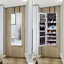 Load image into Gallery viewer, AOOU Jewelry Organizer Jewelry Cabinet,Full Screen Display View Larger Mirror, Full Length Mirror,Large Capacity Dressing Mirror Makeup Jewelry Armoire,White