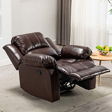 Load image into Gallery viewer, Bonzy Home Air Leather Recliner Chair Overstuffed Heavy Duty Recliner - Faux Leather Home Theater Seating - Manual Bedroom & Living Room Chair Reclining Sofa (Red Brown)