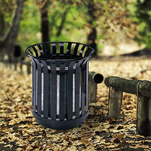 Load image into Gallery viewer, Outdoor Metal Slatted Trash Receptacle,Waste Receptacle,Commercial Trash Cans,Zone Round Garbage Bin,Square Hotel Street Patio Indoor Metal Standard Waste Receptacle