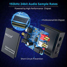 Load image into Gallery viewer, PROZOR 192KHz Digital to Analog Audio Converter DAC Digital SPDIF Optical to Analog L/R RCA Converter Toslink Optical to 3.5mm Jack Adapter for PS3 HD DVD PS4 Amp Apple TV Home Cinema