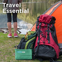 Load image into Gallery viewer, Portable, Soft, Lightweight Travel Blanket with Bag for Airplane, Taxi Cabs, Concerts or Picnics; Back Strap to Attach to Luggage (Green)