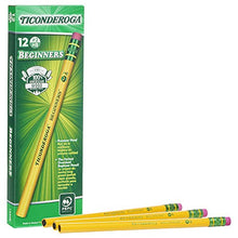 Load image into Gallery viewer, Ticonderoga Beginner Pencils, Wood-Cased #2 HB Soft, With Eraser, Yellow, 12-Pack (13308)