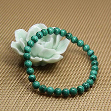 Load image into Gallery viewer, Natural AA Grade Malachite Gemstone 6mm Round Beads Stretch Bracelet 7" Unisex