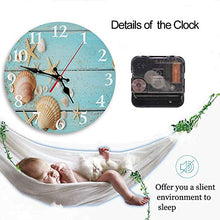 Load image into Gallery viewer, Britimes Round Wall Clock, Silent Non Ticking Clock 10 Inch, Decor for Bathroom, Bedroom, Kitchen, Office or School Summer Seashell