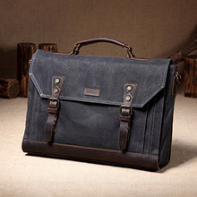 Load image into Gallery viewer, 17 inch Laptop Messenger Bag,Vaschy Vintage Waxed Canvas Leather Water Resistant Mens Satchel Briefcase Bag Business Shoulder Bag Gray
