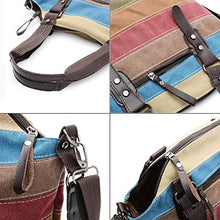 Load image into Gallery viewer, Canvas Handbag SNUG STAR Multi-Color Striped Lattice Cross Body Shoulder Purse Bag Tote-Handbag for Women (Multi Color-04)