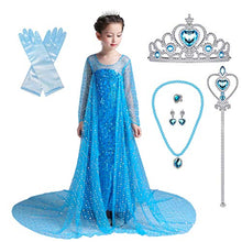 Load image into Gallery viewer, Lito Angels Girls Princess Dress Up Costumes Halloween Christmas Party Dress Gown Sequined with Accessories Size 8-10 Blue