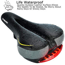 Load image into Gallery viewer, Comfortable Men Women Bike Seat - DAWAY C66 Foam Padded Leather Road Mountain Bicycle Saddle Cushion with Taillight, Waterproof, Soft, Breathable, Fit MTB, Most Bikes, for Everyone