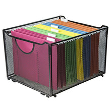 Load image into Gallery viewer, Modern Black Metal Mesh File Box/Foldable Storage Crate/Home Office Folder Holder Organizer Rack