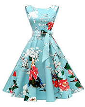 Load image into Gallery viewer, Hanpceirs Women's Boatneck Sleeveless Swing Vintage 1950s Cocktail Dress MintFlower 2X