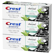 Load image into Gallery viewer, Crest Charcoal 3D White Toothpaste, Whitening Therapy, with Tea Tree Oil, Refreshing Mint flavor, 4.1 oz, Pack of 3
