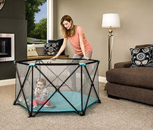 Load image into Gallery viewer, Regalo My Play Deluxe Portable Play Yard Indoor and Outdoor, Bonus Kit, Includes a Full Canopy, Washable, Aqua, 6-Panel
