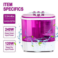Load image into Gallery viewer, Portable Washing Machine, Kuppet 10lbs Compact Mini Washer, Wash&Spin Twin Tub Durable Design to Wash All your Laundry or Swim Suit for Apartments, Dorms, RV Camping (Purple)