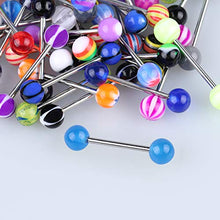 Load image into Gallery viewer, CrazyPiercing Wholesale 14g Tongue Rings Barbells Assorted Colors 110 PCS Acrylic Ball