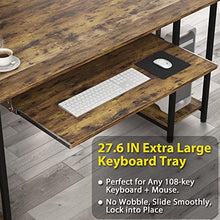 Load image into Gallery viewer, 55 INCH Computer Desk with Keyboard Tray, Industrial Desk with Hutch Storage Shelves Gaming Desk with Monitor Shelf CPU Stand Study Writing Desk for Home Office, Easy to Assemble, Rustic Brown