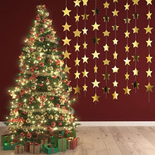 Load image into Gallery viewer, 130 Feet Glitter Star Paper Garland Banner Hanging Decoration for Graduation Class of 2022 Congrats Grad Wedding Birthday Festival Party Decoration (Gold)