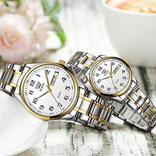 Load image into Gallery viewer, Small Dial Silver and Gold Watches for Women,Fashion Ladies Day and Date Watch,Stainless Steel Lady Wristwatch Large Number,OLEVS Waterproof Woman Watches Two Tone Dress Female Watch relojes de Mujer