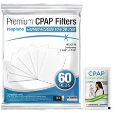 Load image into Gallery viewer, resplabs CPAP Filters - Compatible with The ResMed AirSense 10 Machine - 60 Filter Pack
