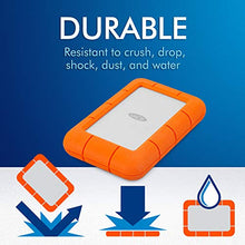 Load image into Gallery viewer, LaCie Rugged Mini 1TB External Hard Drive Portable HDD – USB 3.0 USB 2.0 compatible, Drop Shock Dust Rain Resistant Shuttle Drive, For Mac And PC Computer Desktop Workstation PC Laptop (LAC301558)