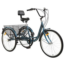 Load image into Gallery viewer, Sibosen Adult Tricycles for Women/Men, 7 Speed Adult Mountain Bikes Tricycles 24 Inch 3 Wheeled Mountain Trike Bicycles w/Carbon Steel Low Step-Through Frame Folding Basket - USA Warehouse Delivery