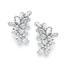 Load image into Gallery viewer, Mariell Cubic Zirconia Marquis-Cut Graceful Curved Cluster Bridal Wedding Earrings - Platinum Plated