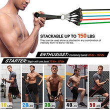 Load image into Gallery viewer, OlarHike Resistance Bands Set, Exercise Workout Bands with Handles for Women & Men, 5 Stackable Resistance Bands with Door Anchor, Ankle Straps, Carrying Case for Working Out, Fitness Training, Yoga