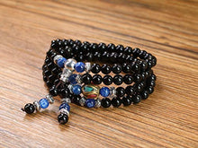 Load image into Gallery viewer, COAI Multilayer Blue Kyanite and Obsidian Malas Prayer Beads Bracelet