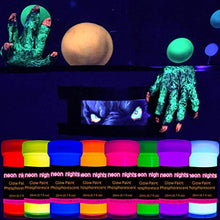 Load image into Gallery viewer, Premium Glow in the Dark Acrylic Paint Set by neon nights – Set of 8 Professional Grade Neon Craft Paints – Long-Lasting Self-Luminous Paint Handcrafted in Germany – Phosphorescent