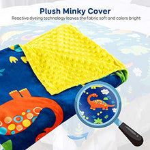 Load image into Gallery viewer, Sivio Kids Weighted Blanket & Removable Duvet Cover Set 100% Cotton Weighted Comforter with Glass Beads, 3lbs 36 × 48 inch, Minky Dotted Cover Machine Washable, Blue Dinosaur