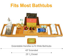 Load image into Gallery viewer, ROYAL CRAFT WOOD Luxury Bathtub Caddy Tray, One or Two Person Bath and Bed Tray, Bonus Free Soap Holder (Natural)