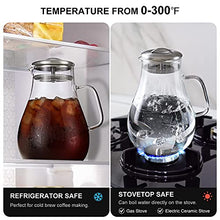 Load image into Gallery viewer, Hiware 64 Ounces Glass Pitcher with Lid / Water Pitcher with Handle - Good Beverage Carafe Pitcher for Juice, Milk, Beverage, Hot/Cold Water & Iced Tea, Cleaning Brush Included
