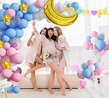 Load image into Gallery viewer, Gender Reveal Decorations - Pink and Blue Balloon Garland Arch Kit with 36''Gold Foil Moon&Stars Confetti Balloon Gender Reveal Banner for Gender Reveal Birthday Baby Shower Party Decorations Supplies