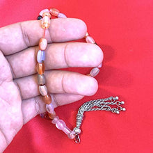 Load image into Gallery viewer, 33 Beads of Yemen Islamic Tasbih Aqeeq Aqiq (Agate) Stones Prayer Bead, Yemeni Muslim Tesbih Taspih, 13 x 7 mm | Yemeni Aqeeq Stone