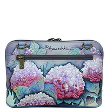Load image into Gallery viewer, Anuschka Women’s Genuine Leather All Round Zip Crossbody/Belt Bag - Hand Painted Exterior - Hypnotic Hydrangeas