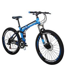 Load image into Gallery viewer, Eurobike 26” Full Suspension Mountain Bike 21 Speed Folding Bicycle Men or Women MTB (G6 Blue)