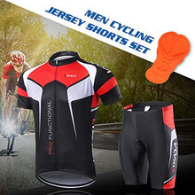 Load image into Gallery viewer, Lixada Men's Cycling Jersey Set Bicycle Short Sleeve Set Quick-Dry Breathable Shirt+3D Cushion Shorts Padded Pants