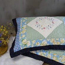 Load image into Gallery viewer, KASENTEX 100% Cotton Sham Floral Patchwork Design, Soft & Machine Washable, Two Standard Shams 20x26, Coastal Blue