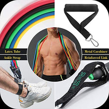 Load image into Gallery viewer, Resistance Bands Set 11 Pack, Exercise Bands Fitness Workout Equipment Stackable Weights 150 Lb Training Tubes with large Handles Ankle Straps Door Anchor Carry Bag, Physical Therapy Home Gym (150)